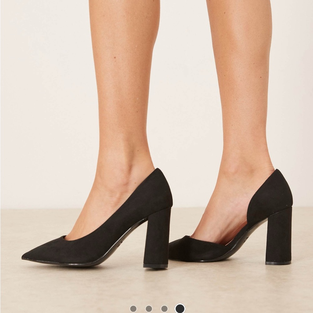 ASOS Black Suede Pointed Block Heel Pumps